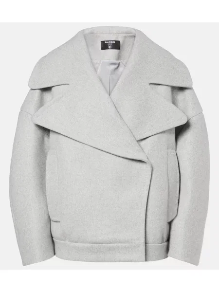 Volnena jakna Balmain siva