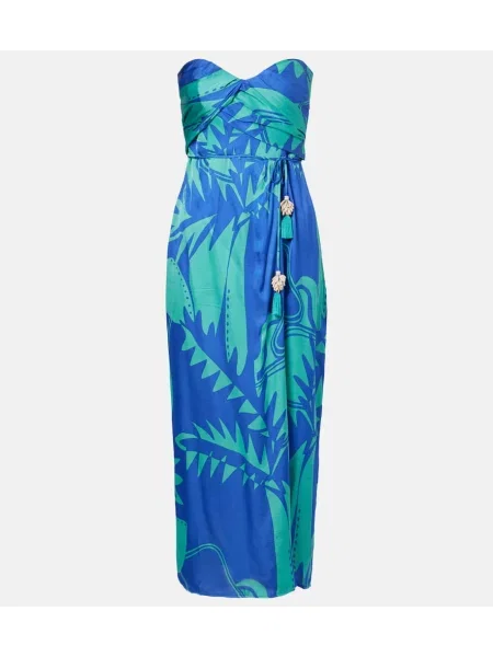 Rochie midi Poupette St Barth cu imagine până la genunchi de costum albastru