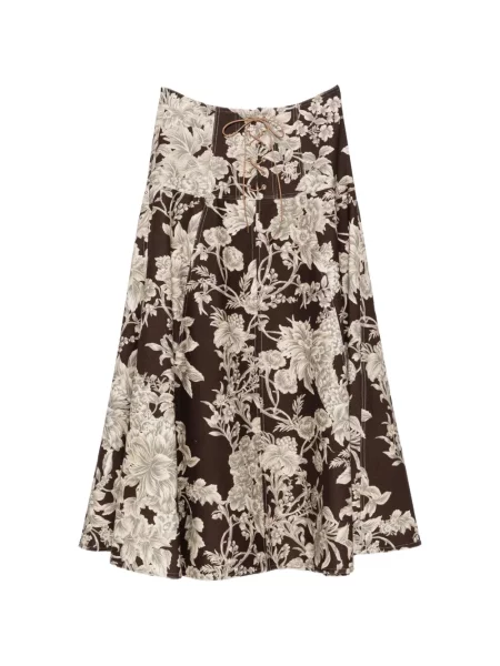 Fustă Lavi Couture cu șireturi cu model floral cu imagine maro