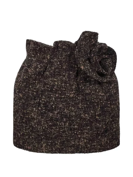 Fusta mini Magda Butrym cu model floral cu aplicații din tweed maro
