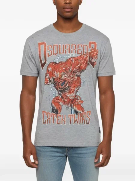 Tricou Dsquared2 zdrențuiți gri