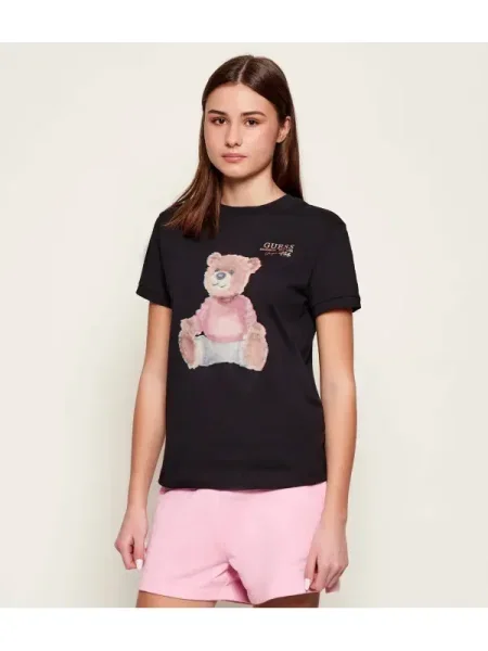 GUESS Tricou CARLA roz deschis negru