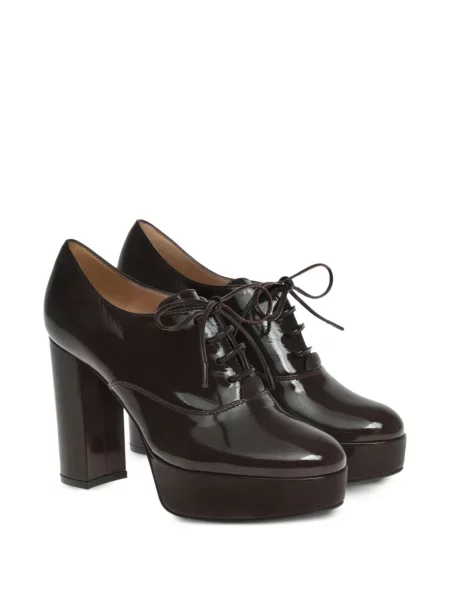 Botine Gianvito Rossi cu șireturi cu platformă din dantelă negru
