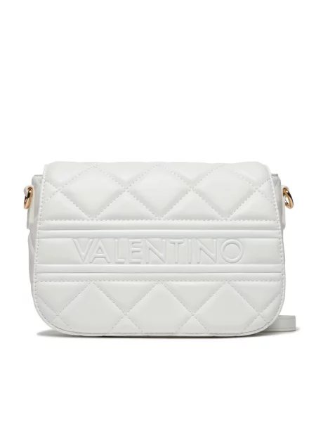 Lniana torebka crossbody Valentino pikowana biała