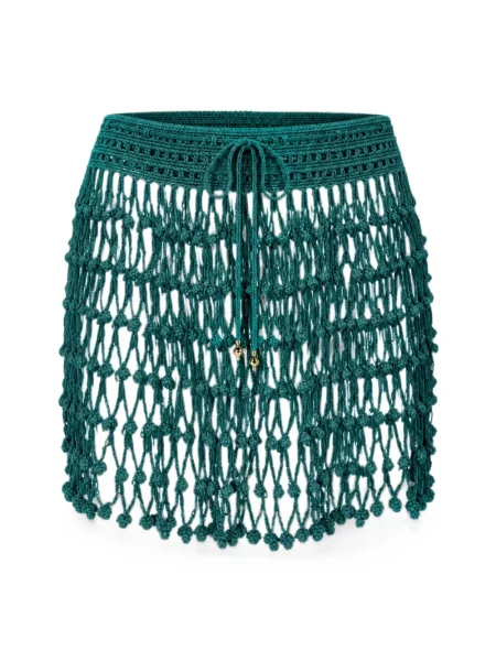 Fusta mini Guess cu franjuri verde