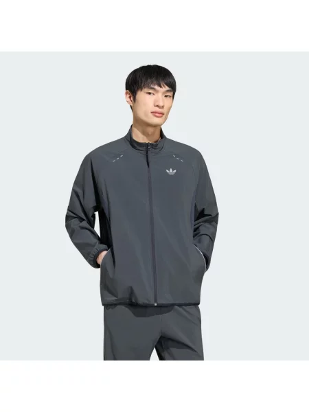 Bluza dresowa z kapturem TECH TREFOIL ESSENTIALS FZ szara