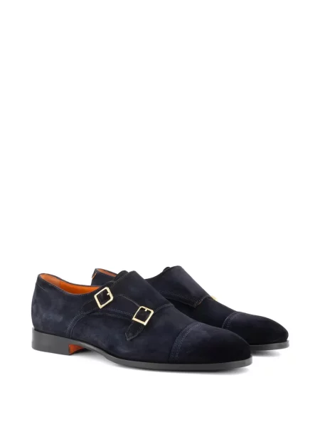 Pantofi monk Santoni cu bretele albastru