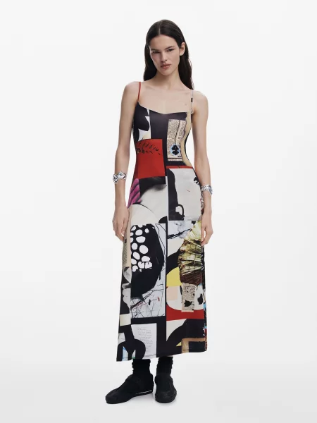 Desigual Rochie de zi Newspaper Coll Colorat negru