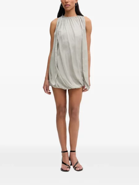 Rochie mini Isabelle Blanche fără mâneci drapată gri