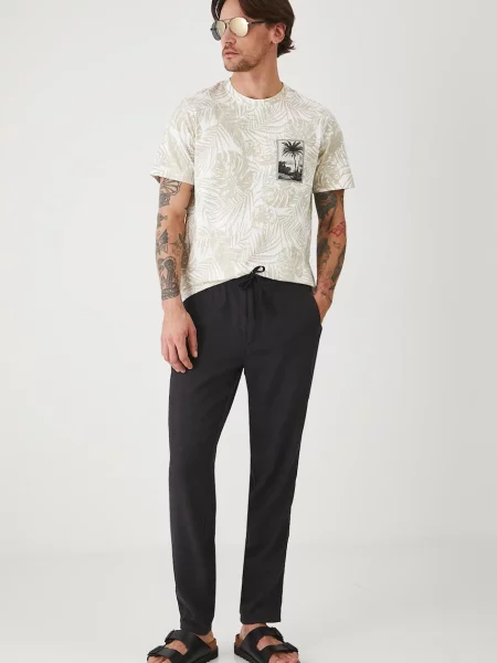 Штани з домішкою льону Medicine пряме чорний