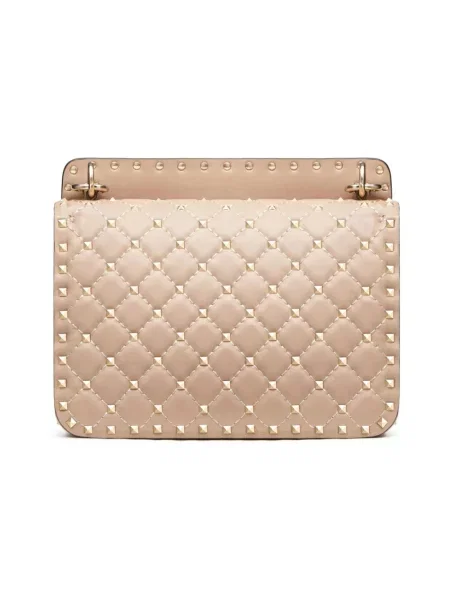 Torebka skórzana Valentino Garavani skórzana z ćwiekami beżowa