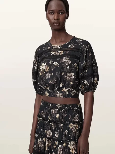 AllSaints bluză PEONY negru