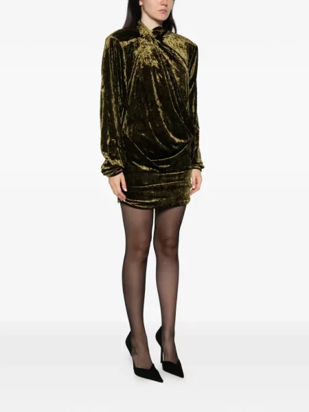 Rochie mini Entire Studios de catifea drapată verde