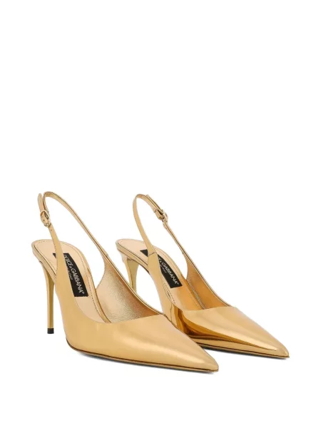 Pantofi cu toc Dolce & Gabbana slingback auriu