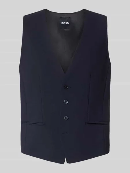 Kamizelka garniturowa o kroju regular fit z mieszanki żywej wełny Boss niebieska