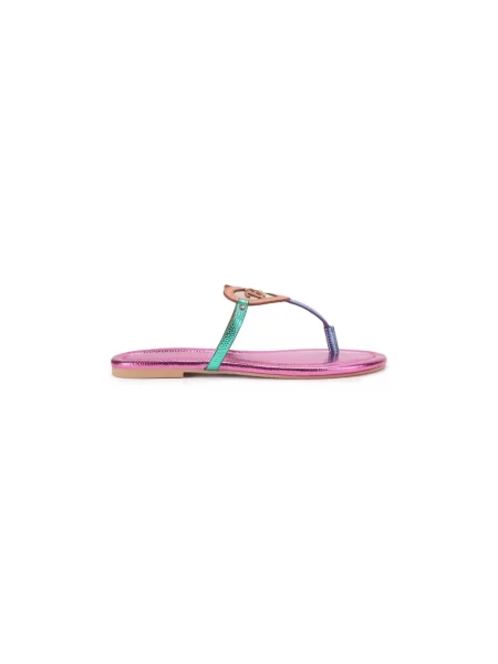 Kurt Geiger London klapki skórzane Kurt Heart T Bar Flat różowe