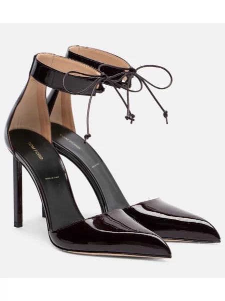 Pantofi cu toc Tom Ford din piele de lac bordo