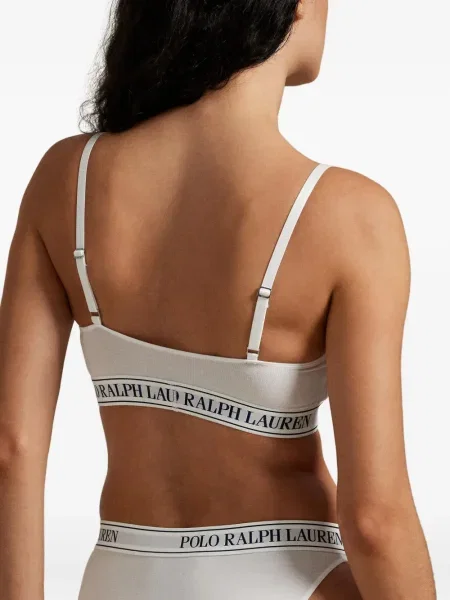 Chiloți tanga Polo Ralph Lauren cu autograf tricotate mini alb