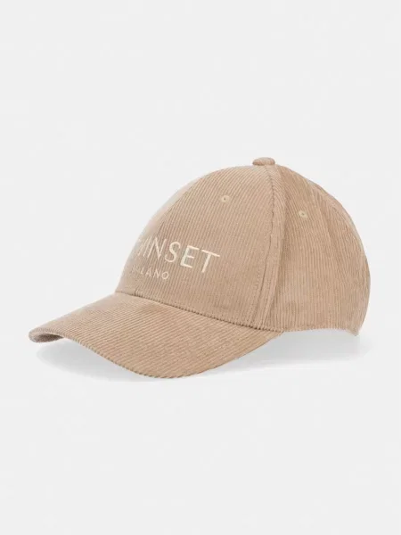 Twinset șapcă pentru femei catifea reiată maro