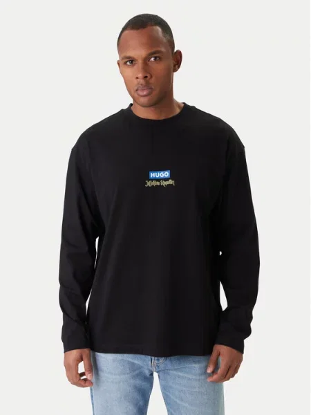 HUGO Majica z dolgimi rokavi Nichaboso JJK črna