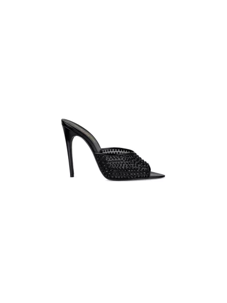 Klapki mules Saint Laurent skórzane czarne