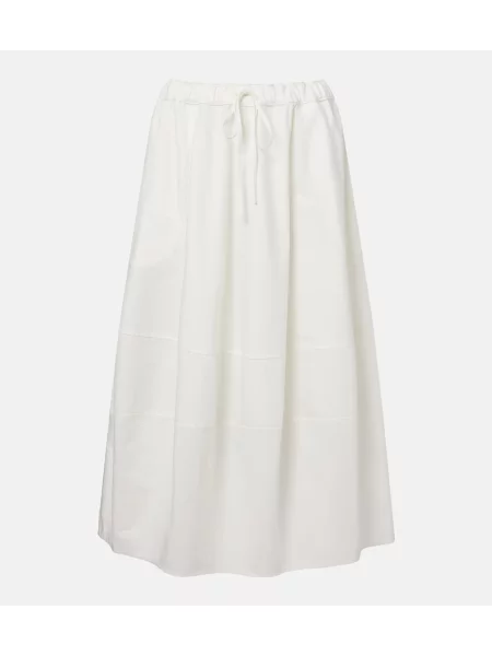 Fustă midi Polo Ralph Lauren până la genunchi din poplin alb