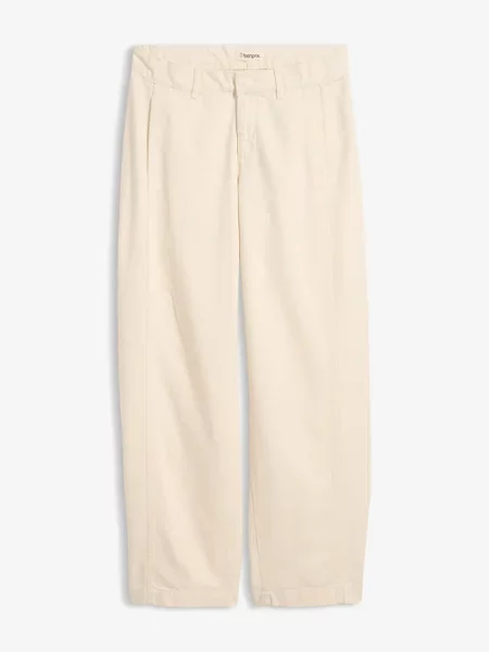 Jeansy typu barrel mid waist z regulowanym pasem beżowe