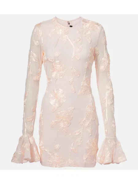 Rochie Rotate cu broderie plasă roz