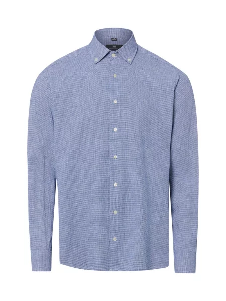 Nils Sundström koszula casual z lnem Mężczyźni Modern Fit S niebieski