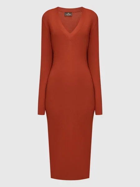 Сукня міді з вовни Enrico Mandelli коричнева