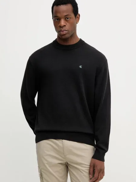 Bombažen pulover Calvin Klein Jeans črna