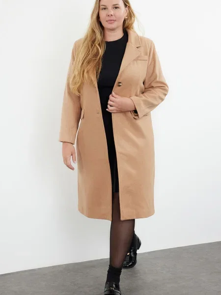 Trendyol Curve Prehoden plašč kamela bež