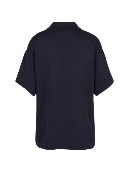 Tricou polo Jil Sander cu decolteu în V albastru