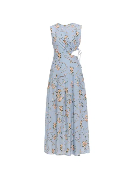 Rochie midi Agua By Agua Bendita cu model floral cu imagine albastru
