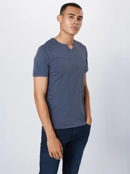 JACK & JONES Tričko SPLIT modrosivá modrá