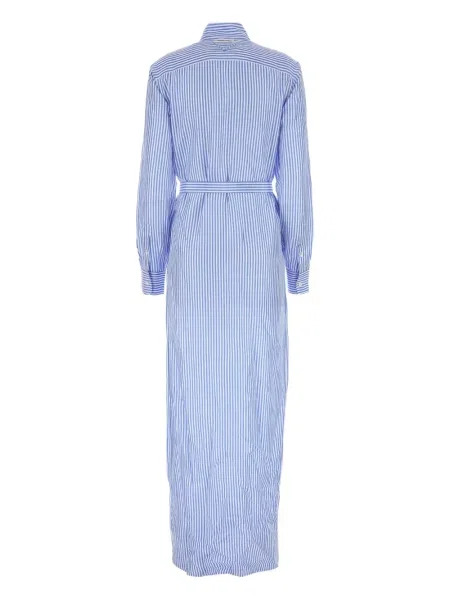 Rochie tip cămașă Prada cu dungi de costum albastru