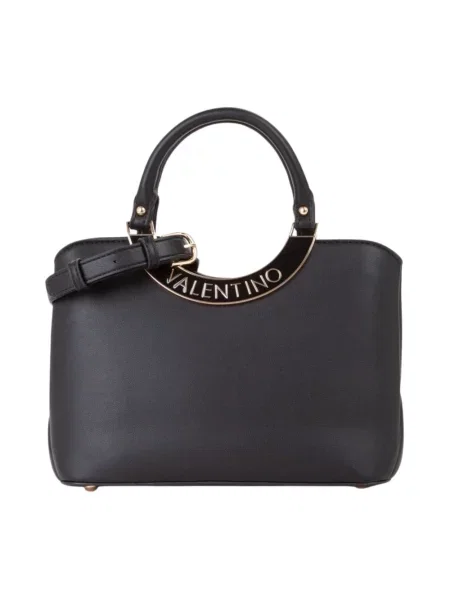 Lniana torebka Valentino By Mario Valentino czarna