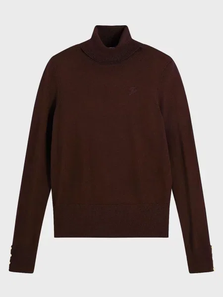 Шерстяная водолазка Tommy Hilfiger для гольфа коричневая