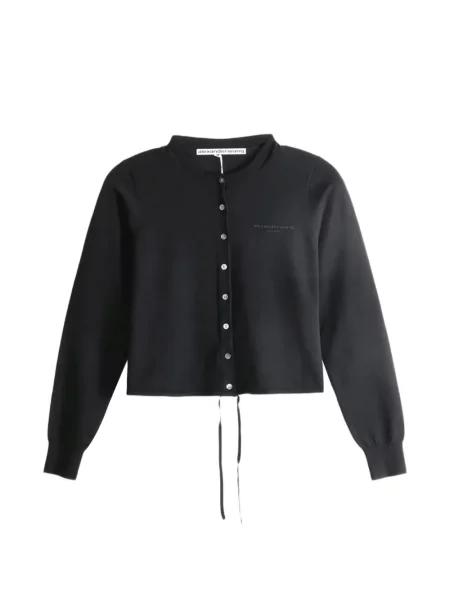 Cardigan Alexander Wang cu broderie cu cordon negru