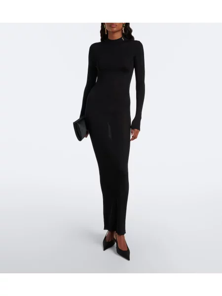 Rochie midi Saint Laurent de mătase negru