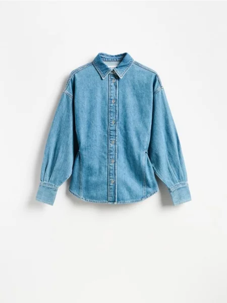 Reserved Cămașă din denim cu fundă albastru