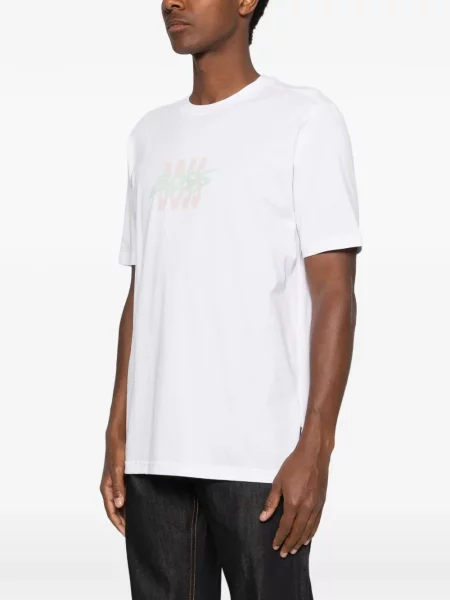 Tricou Boss cu imagine alb