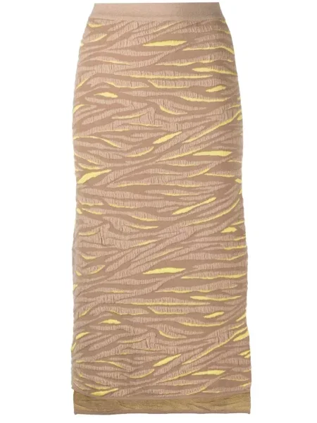 Fustă Stella Mccartney tricotate cu imprimeu animal print maro