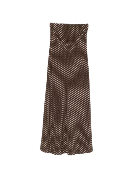 Rochie maxi Matteau cu buline fără bretele maro