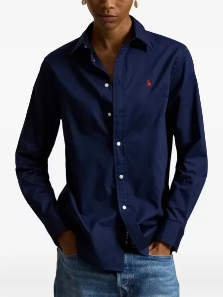 Fleece polo Polo Ralph Lauren με κέντημα με λαιμόκοψη v κόκκινο