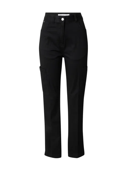 Pantaloni Calvin Klein Jeans cu talie înaltă negru