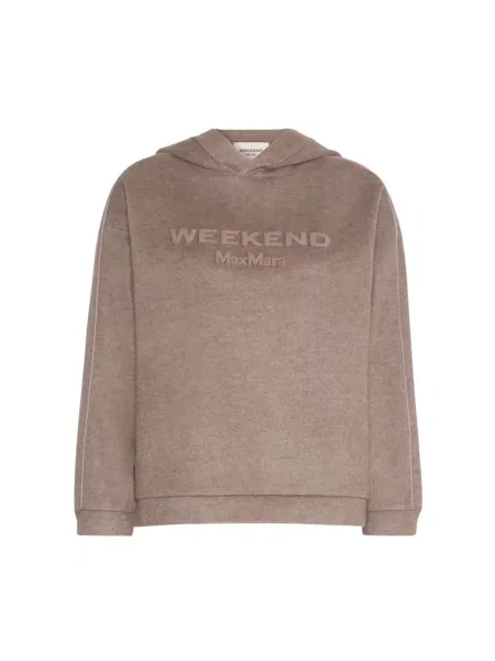 Bluza z kapturem Weekend Max Mara z kapturem z dżerseju brązowa