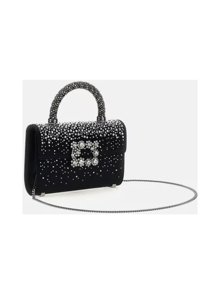 Torebka Roger Vivier skórzana w kwiatki czarna