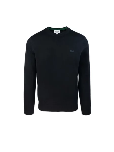 Sweter Lacoste z wełny merino czarny