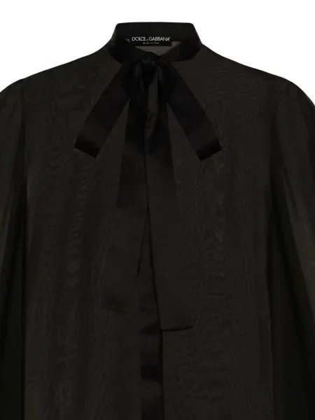 Копринена риза Dolce & Gabbana с панделка черно